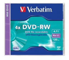 VERBATIM DVD-RW lemez, újraírható, 4,7GB, 4x, normál tok
